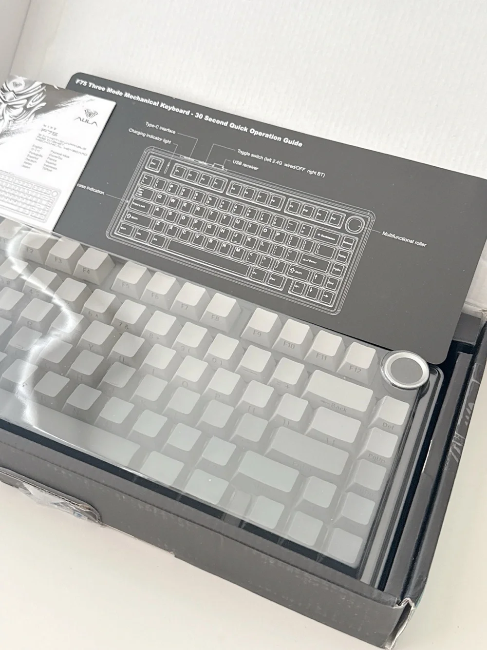 Aula F75 pro line White Wireless Keyboard – Creamy Sound, RGB Backlight